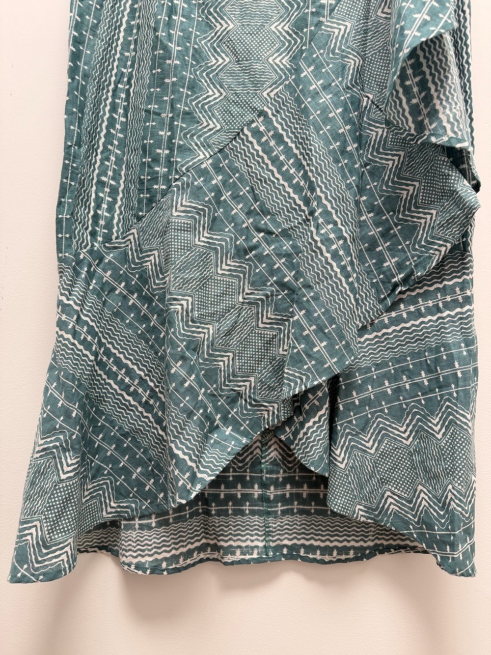 Julia Amory Ruffled Green Geometric Midi Skirt Size X-Small - Picture 5 of 9